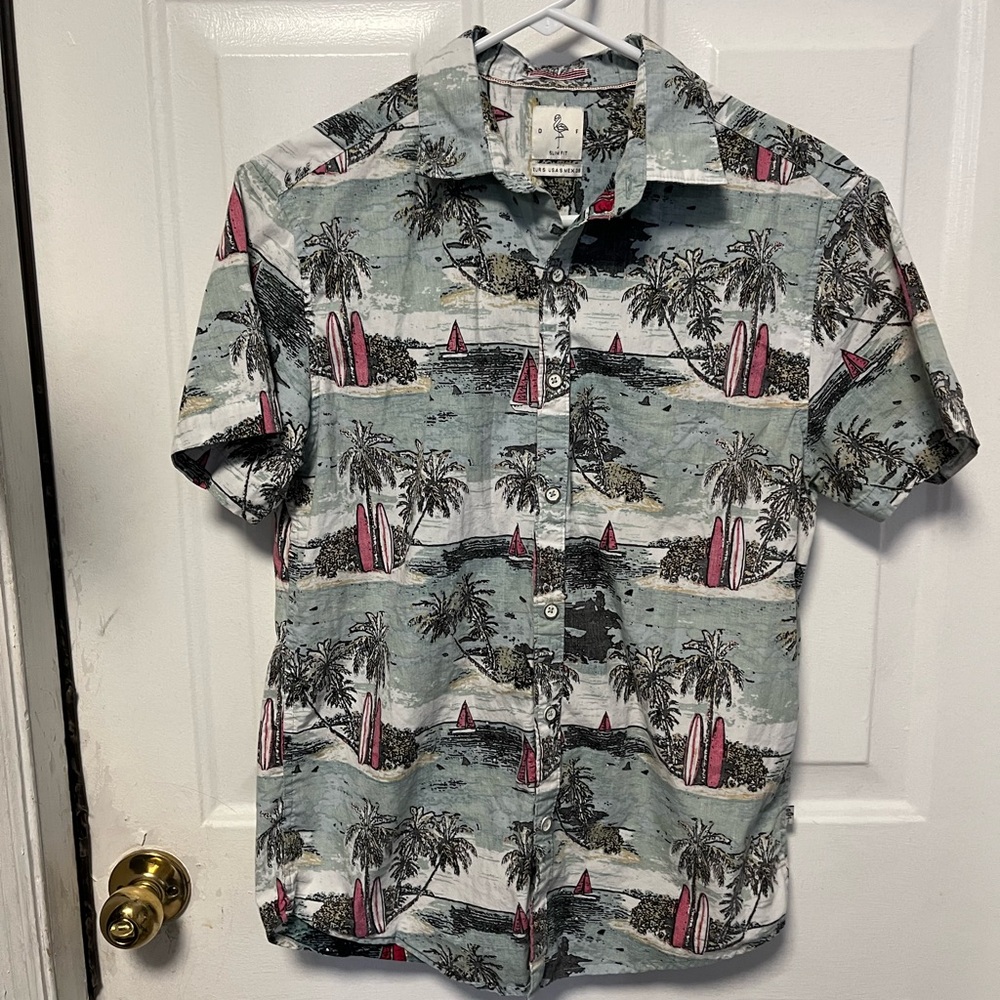 Denim & Flower Surf Print Men's Shirt size small